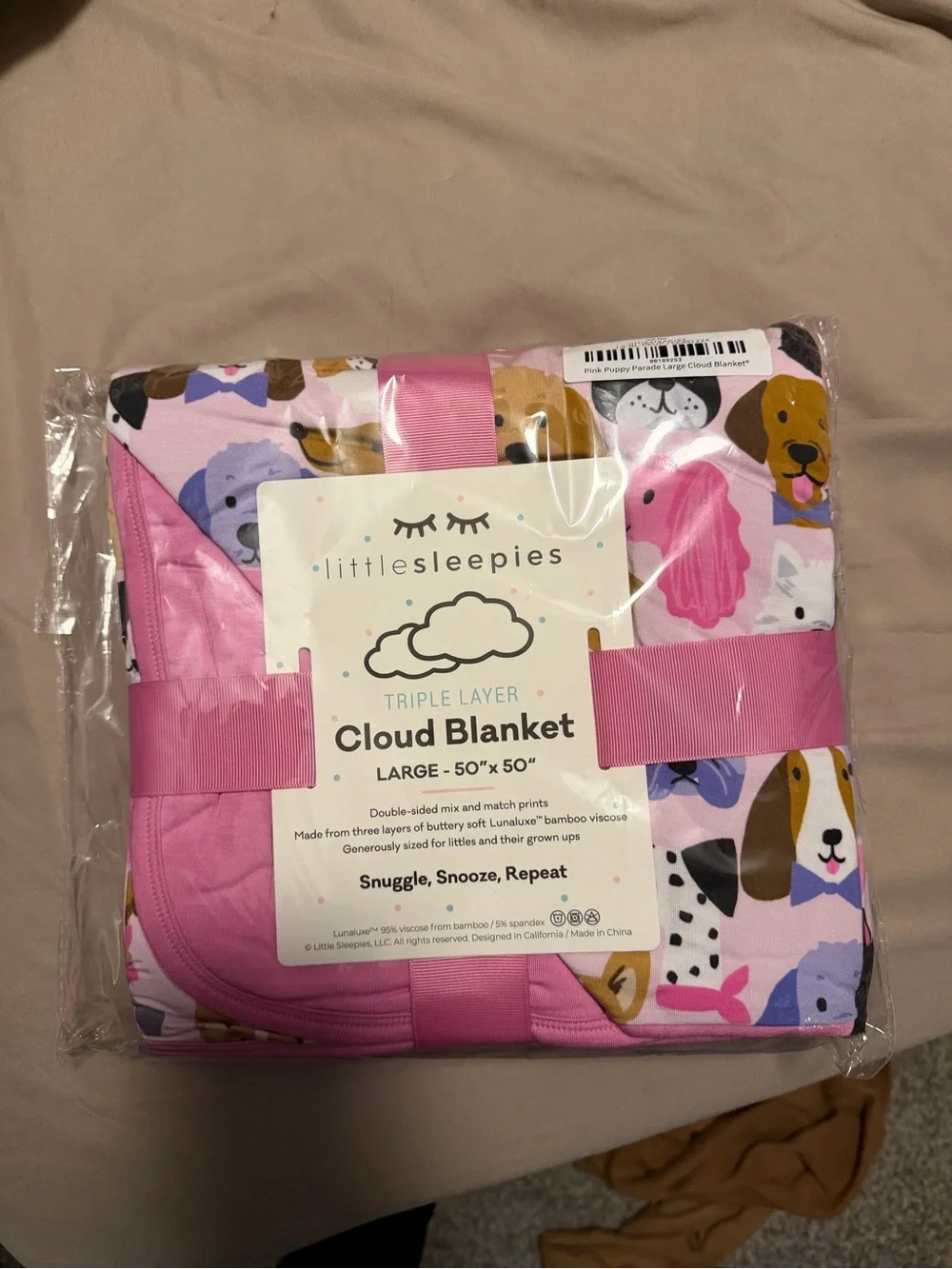 Little Sleepies Pink puppy parade cloud new in bag